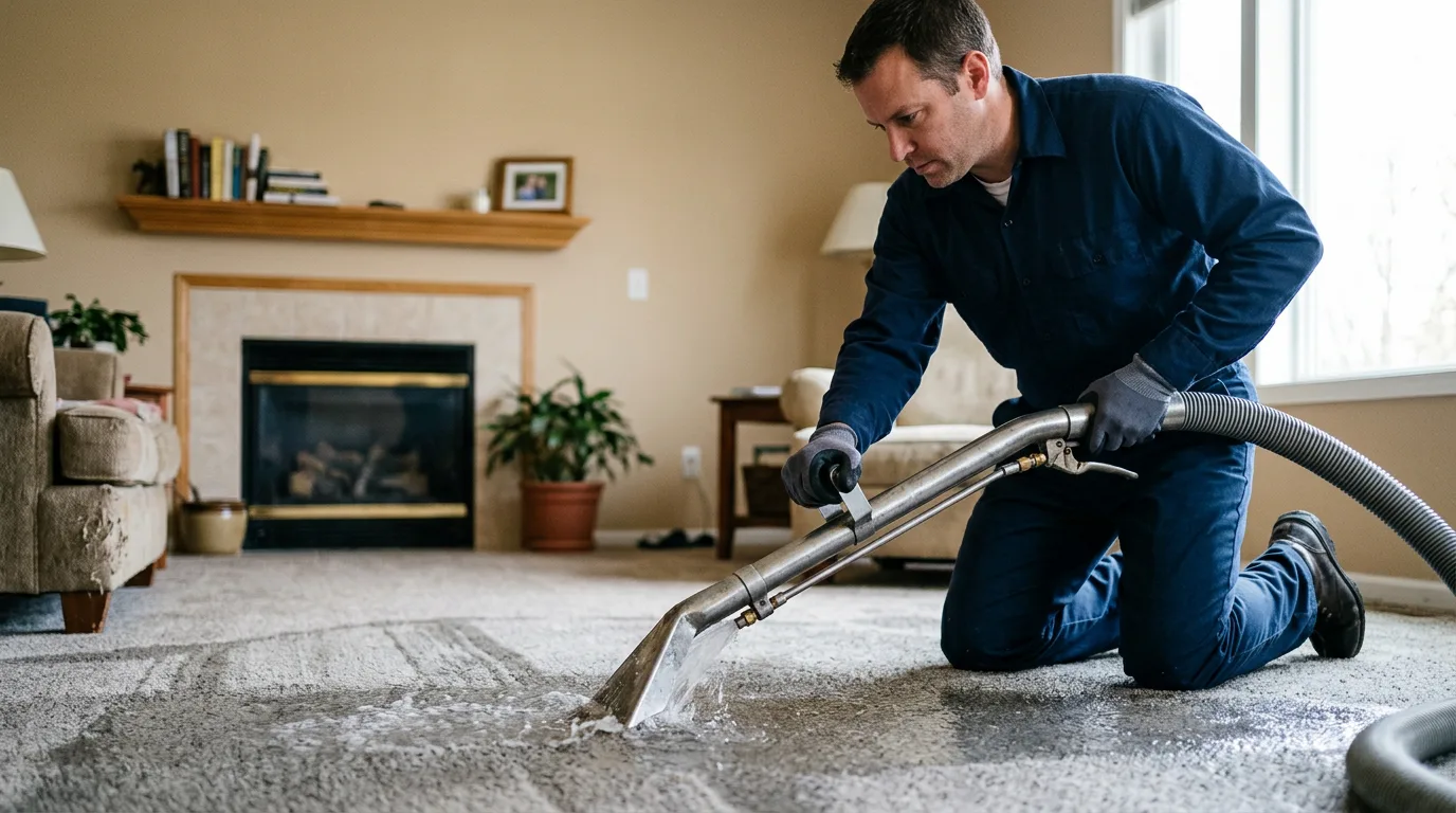 Water damage restoration technician working near Neches, TX